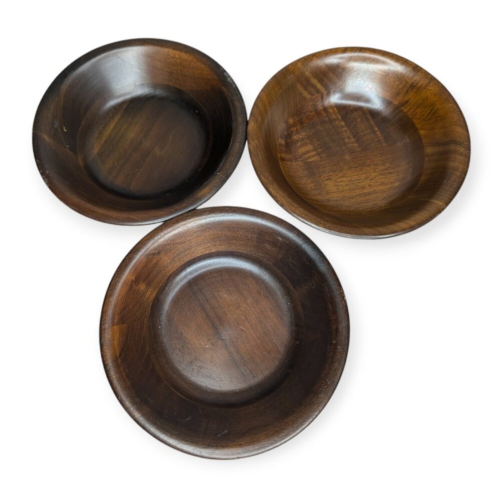 Vintage The Walnut Bowl Lebanon Missouri Set of 3 Walnut Salad Bowls